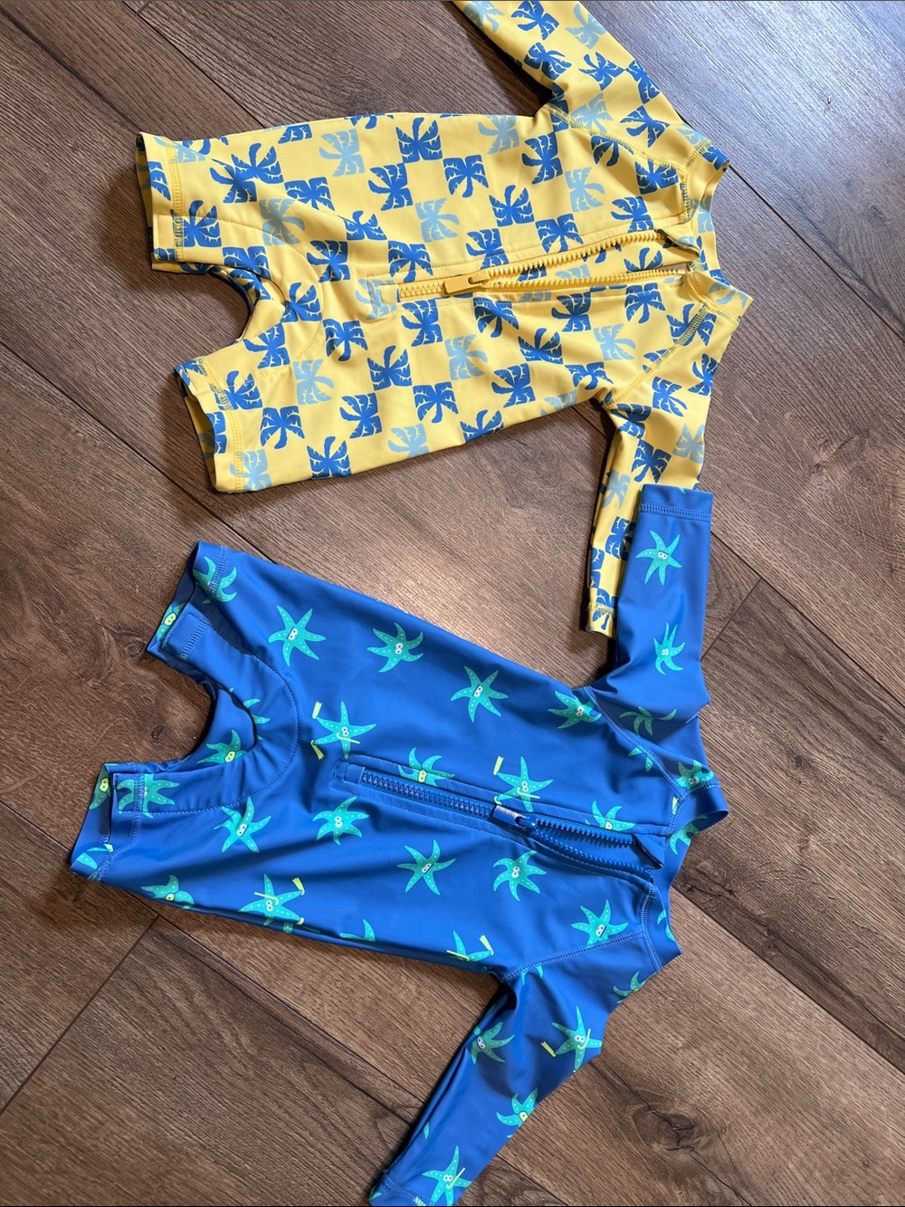 Old Navy Yellow & Blue Kids Swim Zip Romper Set